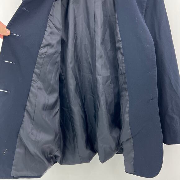 DKNY US 10 Petite Womens Navy Blue Wool Blend Fitted Blazer Jacket 5 Button - Picture 7 of 10